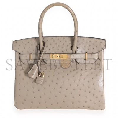 HERMES MASTER BIRKIN 30 OSTRICH TRENCH BEIGE GOLD HARDWARE 172854 (30*22*16cm)